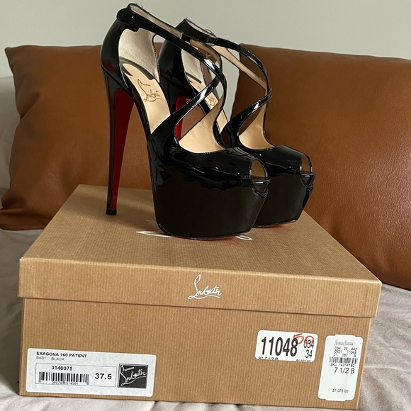 Christian Louboutin Exagona 160 patent black 37.5 - Picture 1 of 16